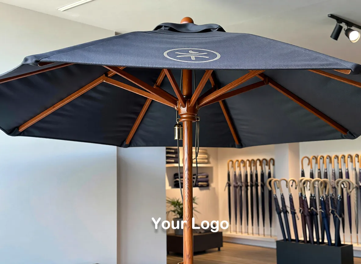 wooden umbrella logo printed