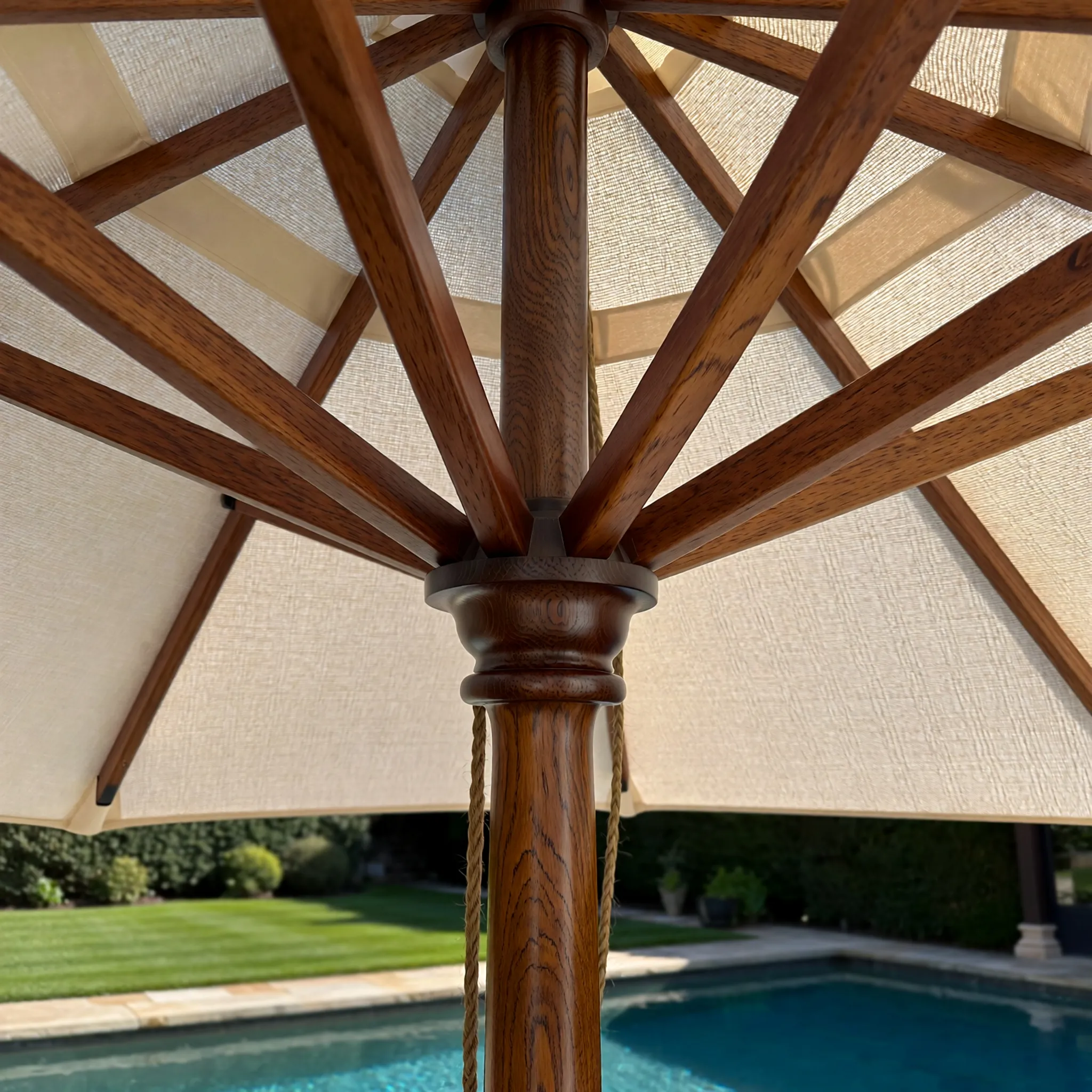 wooden umbrella manufacturers beige color