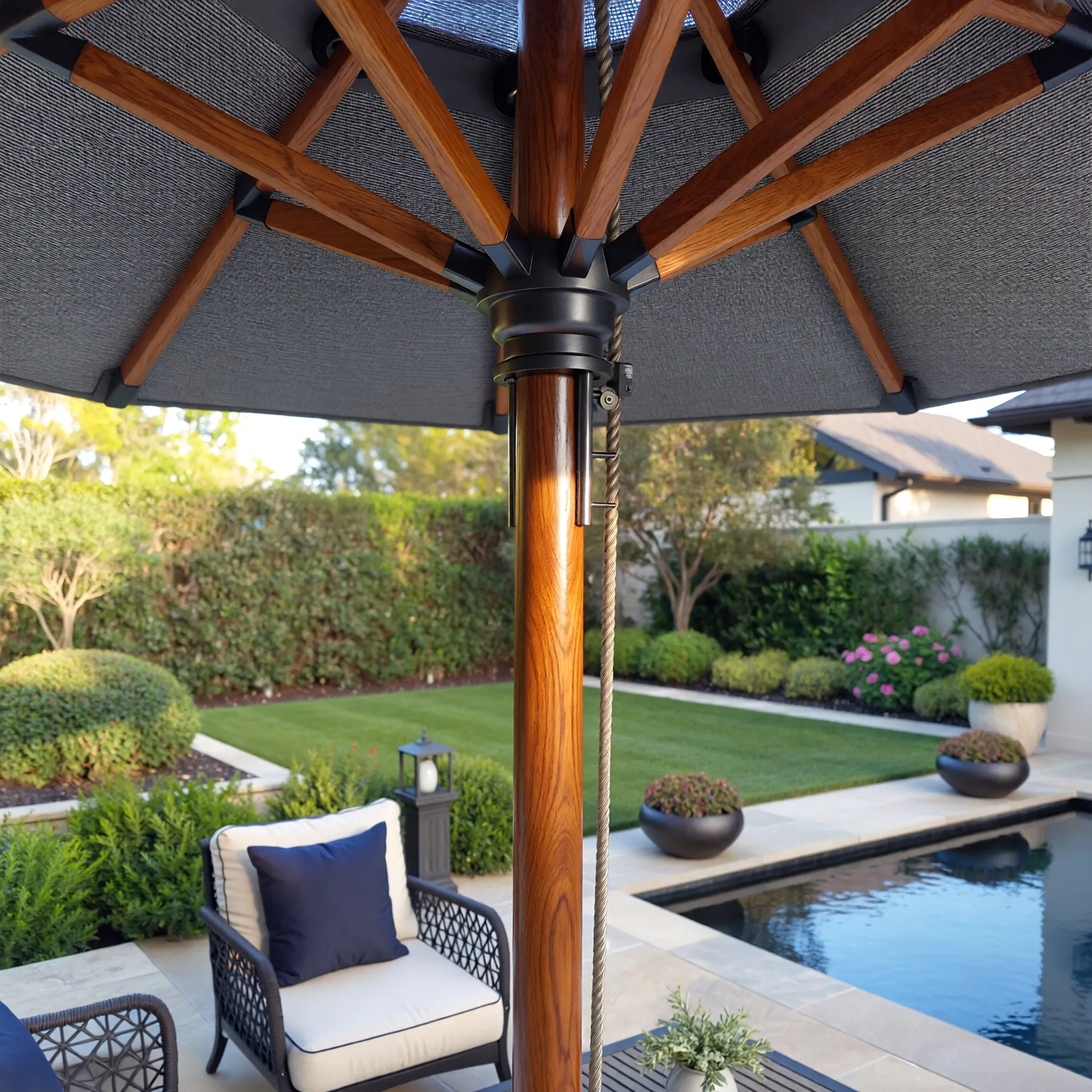 wooden umbrella manufacturers wood pole