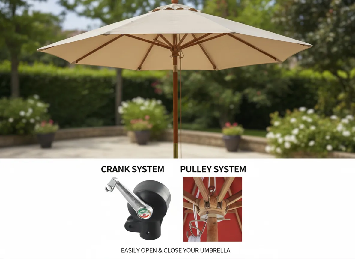 wooden umbrella open method